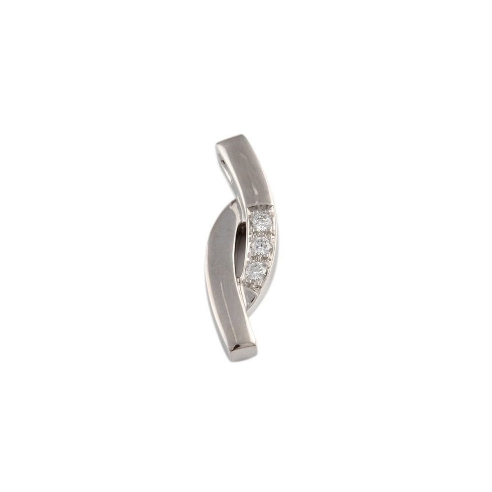9ct White Gold 0.06ct Three Stone Pendant 0.06ct