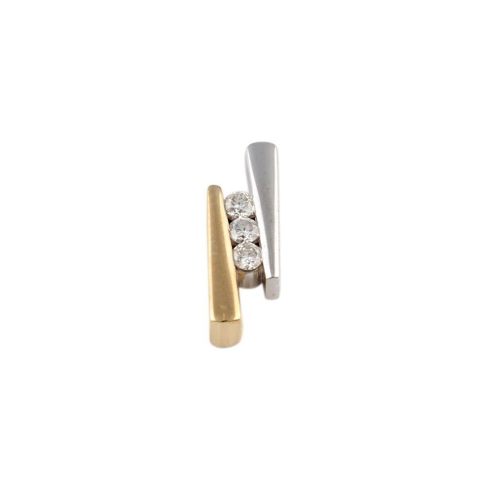 9ct Yellow and White Gold 0.14ct Three Stone Pendant 0.14ct