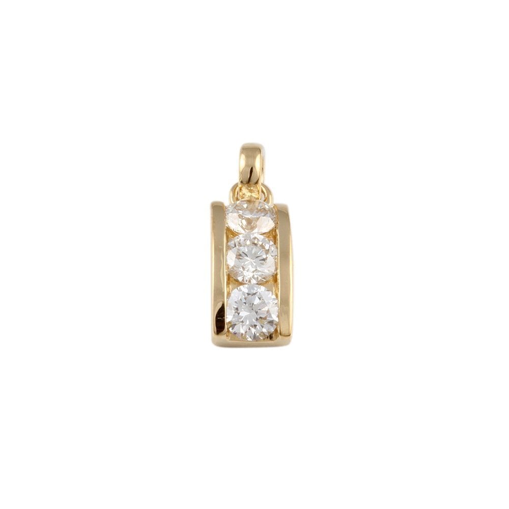 9ct Yellow Gold 0.74ct Round Brilliant Cut Diamonds Three Stone Pendant