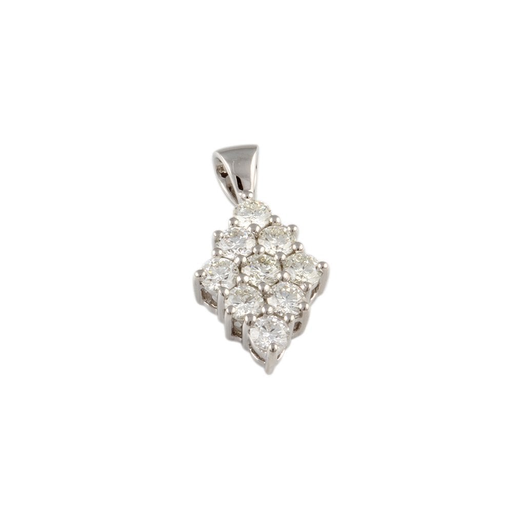 9ct White Gold 0.63ct Round Brilliant Cut Diamonds Cluster Pendant