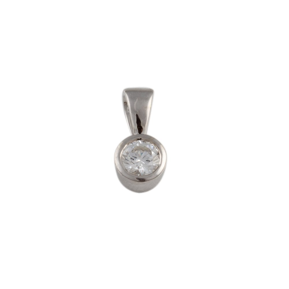 9ct White Gold 0.33ct Round Brilliant Cut Diamond Solitaire Pendant