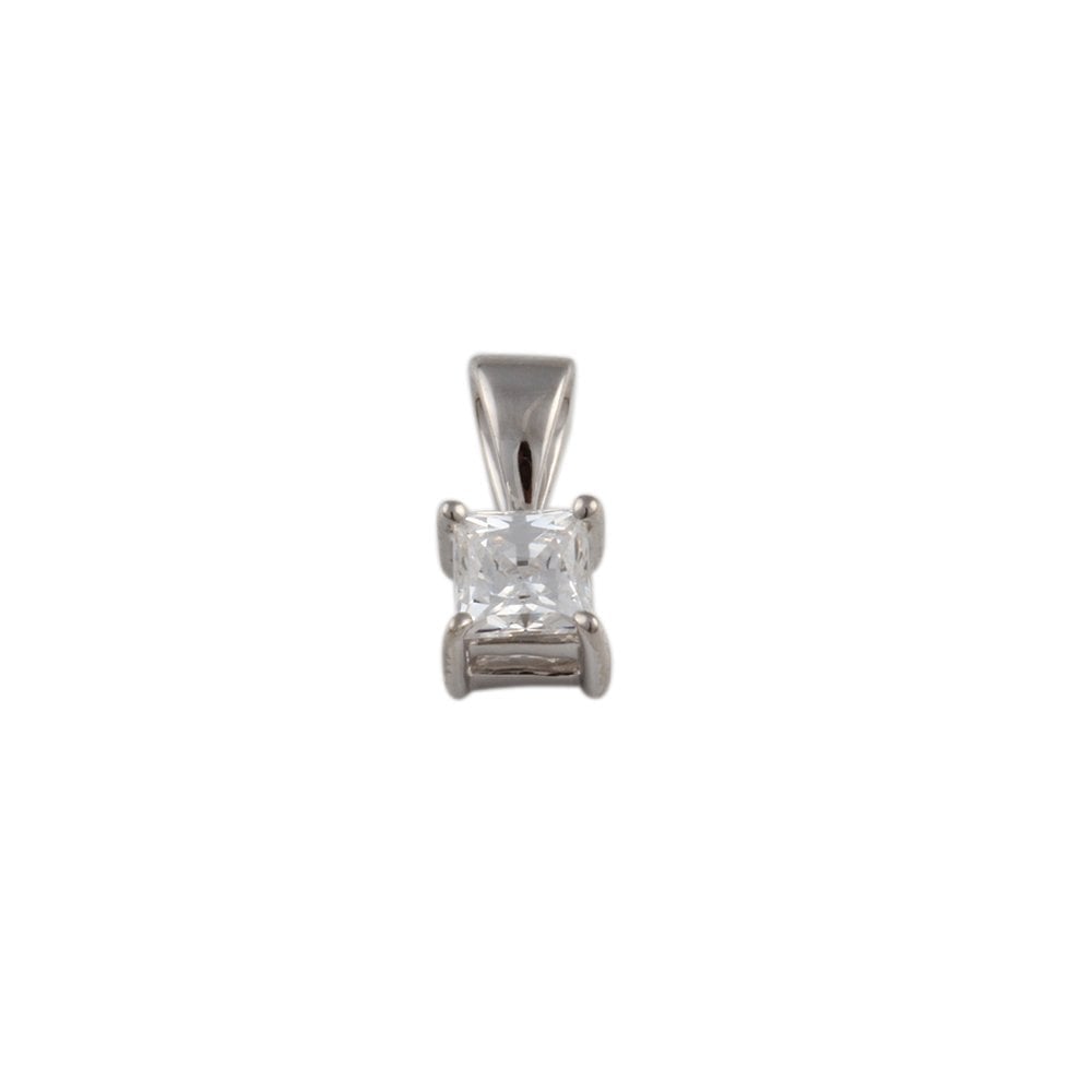 9ct White Gold 0.33ct Princess Cut Diamond Solitaire Pendant