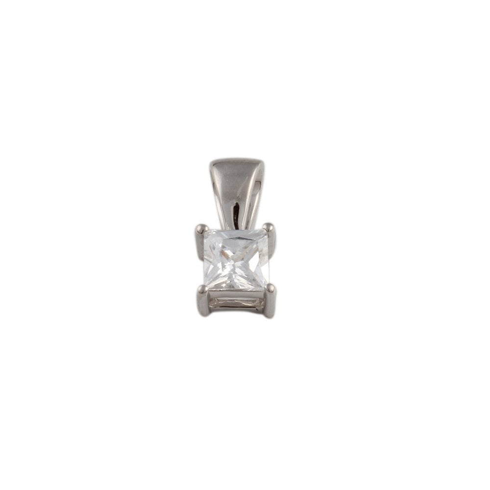 9ct White Gold 0.50ct Princess Cut Diamond Solitaire Pendant