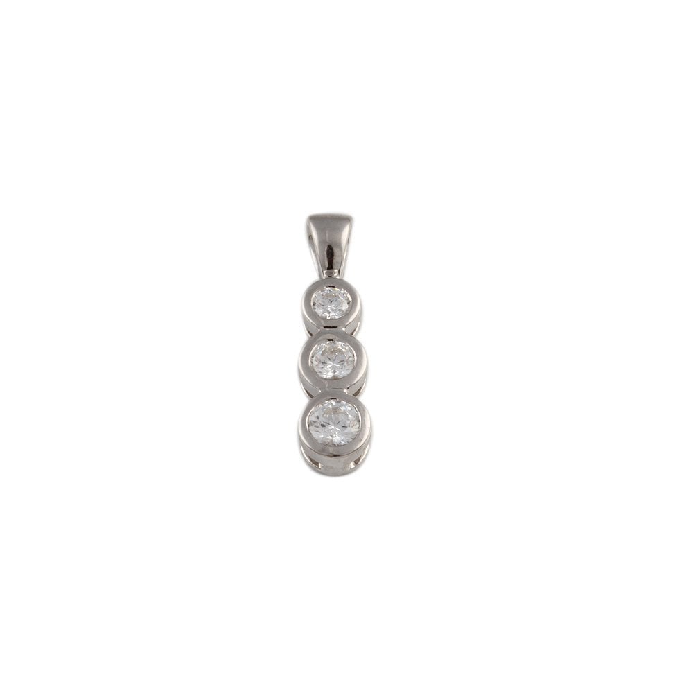 9ct White Gold 0.50ct Round Brilliant Cut Diamonds Three Stone Pendant