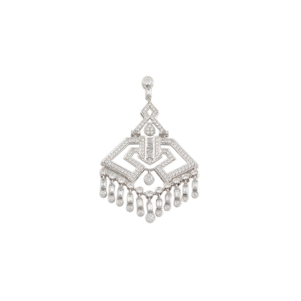 9ct White Gold 1.86ct Round Brilliant and 0.86ct Baguette Cut Diamonds Drop Pendant