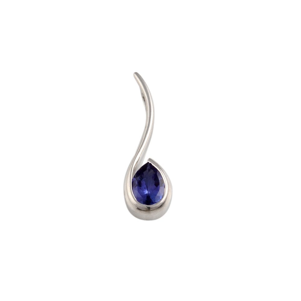 9ct White Gold 0.73ct Pear Shaped Tanzanite Single Stone Pendant