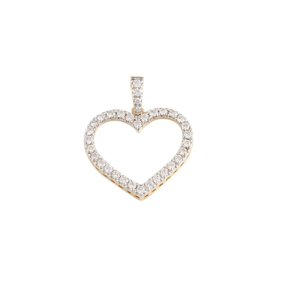 9ct Yellow and White Gold 1.01ct Round Brilliant Cut Diamond Solitaire Heart Pendant