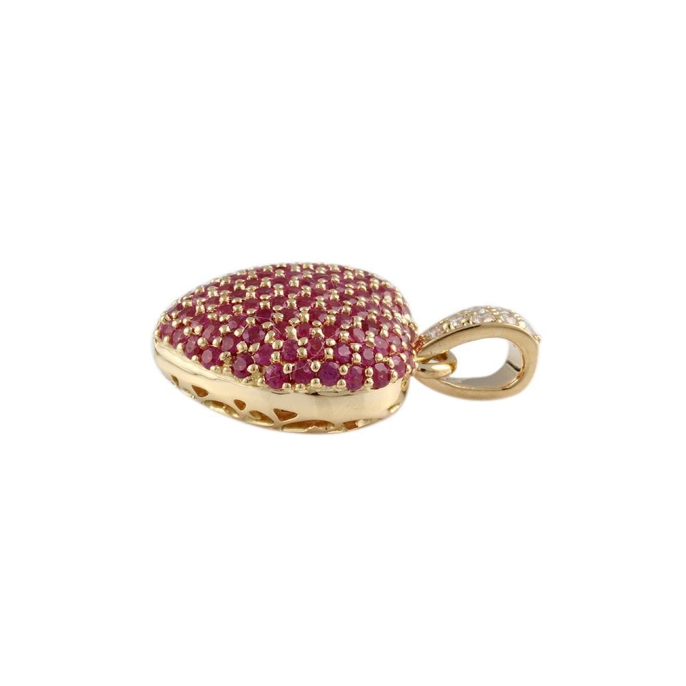 9ct Yellow Gold 1.76ct Round Ruby Heart Pendant