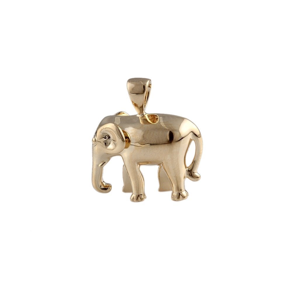 9ct Yellow Gold Solid Elephant Pendant