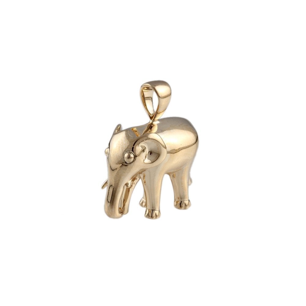 9ct Yellow Gold Solid Elephant Pendant