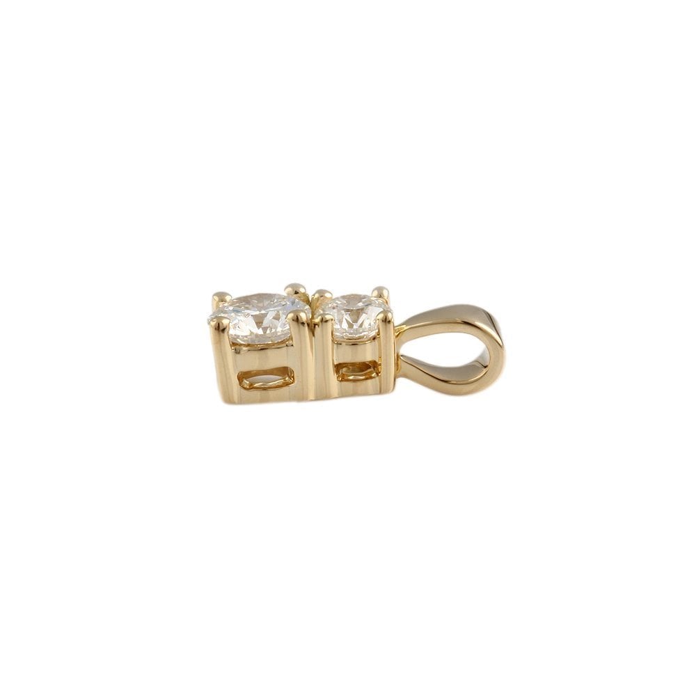 9ct Yellow Gold 0.60ct Round Brilliant Cut Diamonds Two Stone Pendant