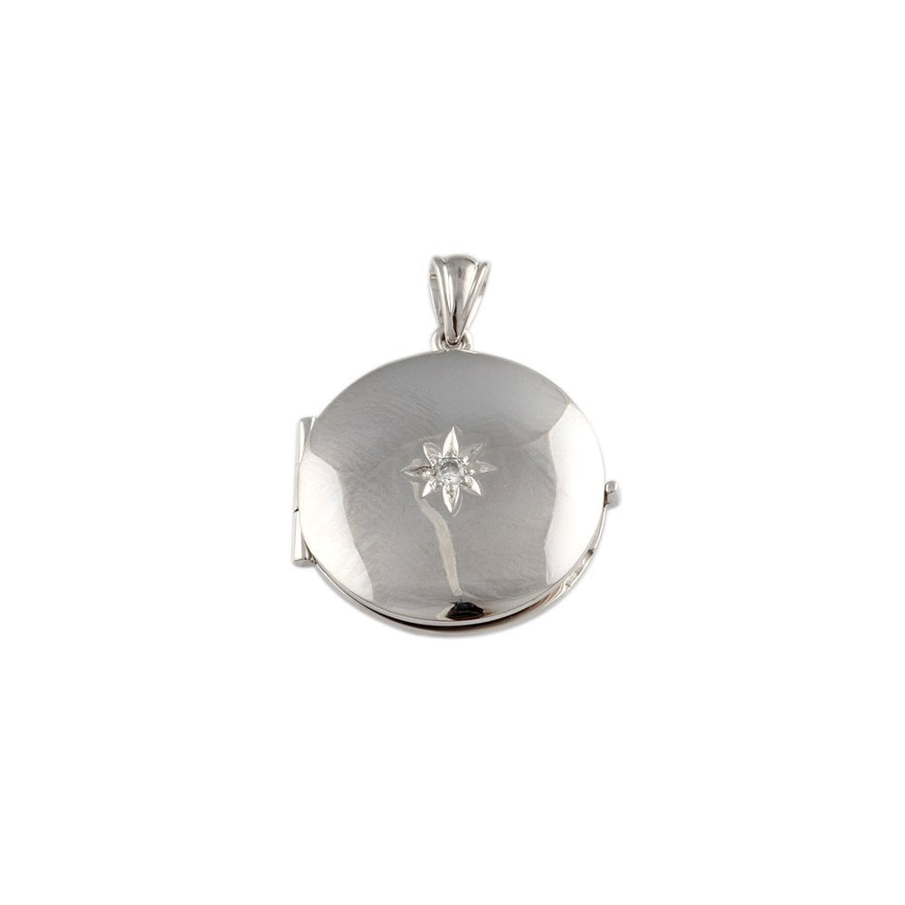 9ct White Gold 0.05ct Round Brilliant Cut Diamond Solitaire Photo Pendant