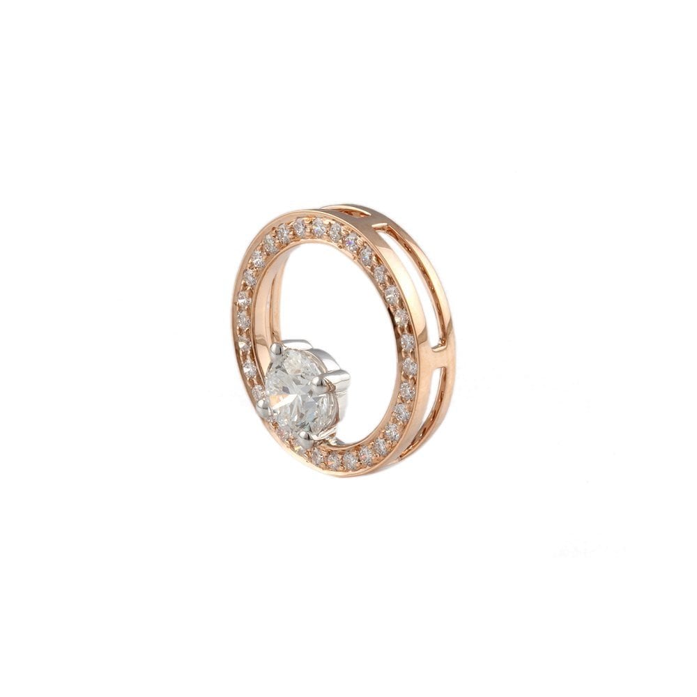 9ct White and Rose Gold 1.05ct Round Brilliant Cut Diamonds Cluster Pendant