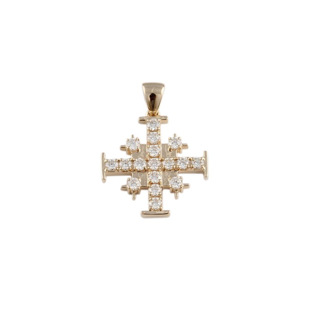 9ct Yellow Gold 1.05ct Round Brilliant Cut Diamonds Cross Pendant