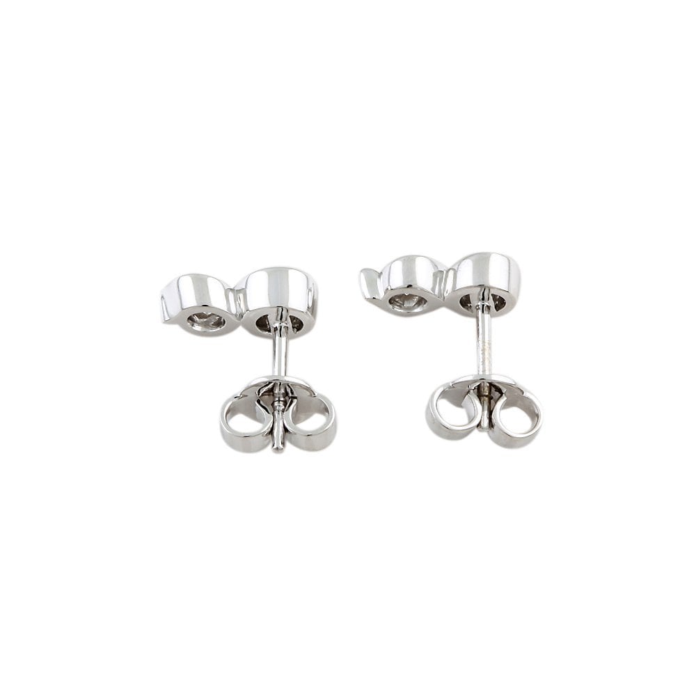 9ct White Gold 0.91ct Round Brilliant Cut Diamond Two Stone Drop Earrings