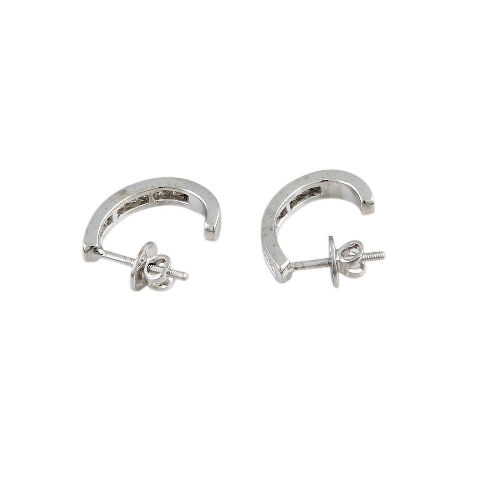 9ct White Gold 0.80ct Princess Cut Diamond Half Hoop Earrings