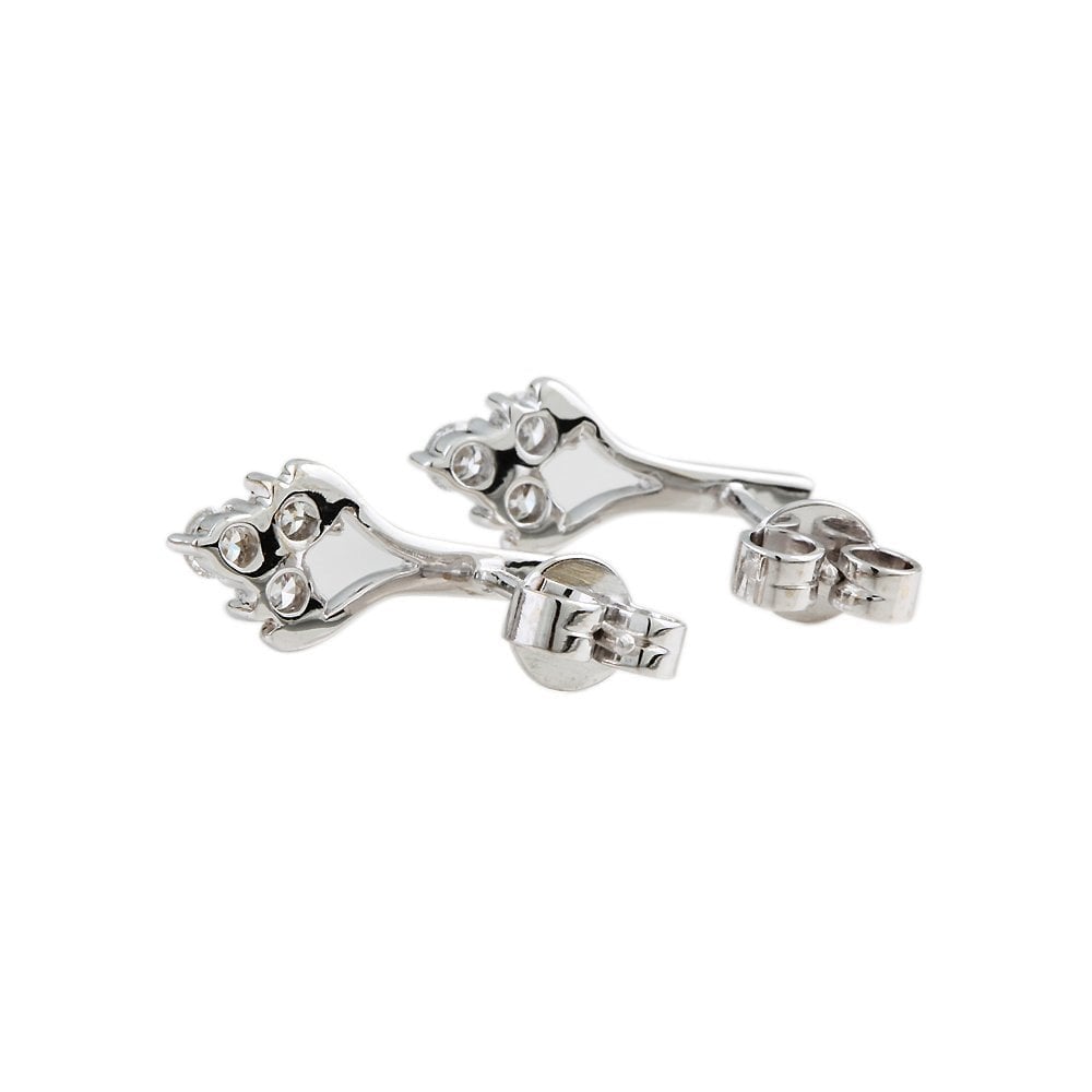 9ct White Gold 0.50ct Round Brilliant Cut Diamond Three Stone Drop Earrings