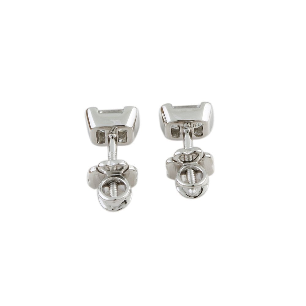 9ct White Gold 0.52ct Emerald Shaped Diamond Solitaire Stud Earrings