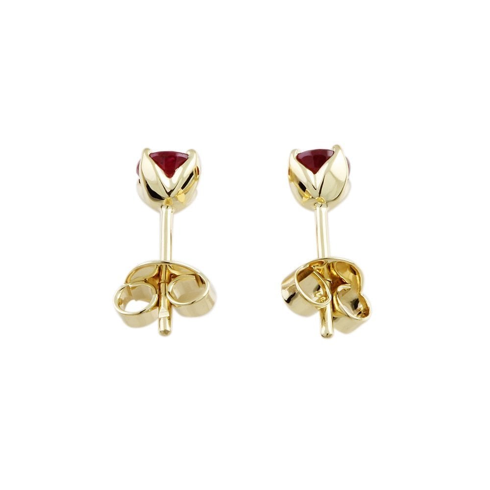 9ct Yellow Gold 1.37ct Round Ruby Single Stone Stud Earrings