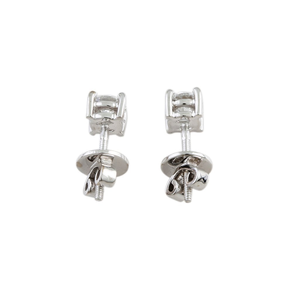 9ct White Gold 0.82ct Round Brilliant Cut Diamond Solitaire Stud Earrings