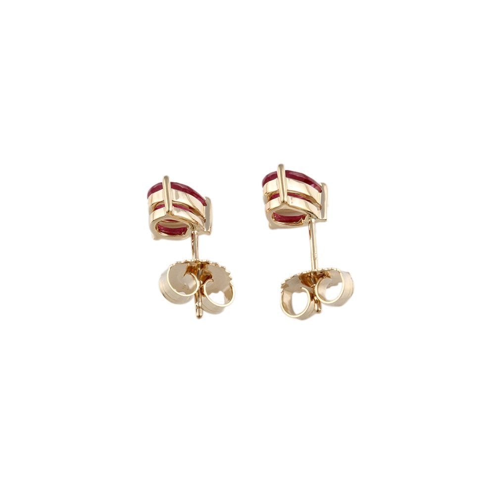 9ct Yellow Gold 1.02ct Pear Ruby Single Stone Stud Earrings