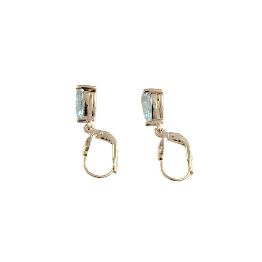 9ct Yellow Gold 1.33ct Pear Aquamarine Drop Earrings