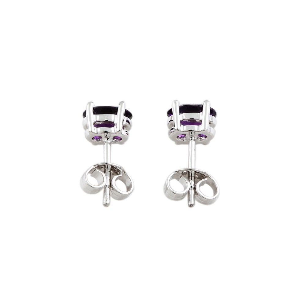 9ct White Gold 1.31ct Oval Amethyst Single Stone Stud Earrings