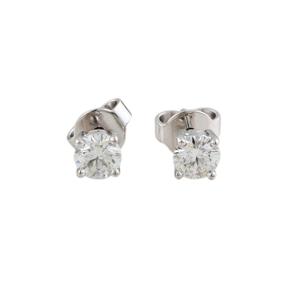9ct White Gold 1.01ct Round Brilliant Cut Diamond Solitaire Stud Earrings