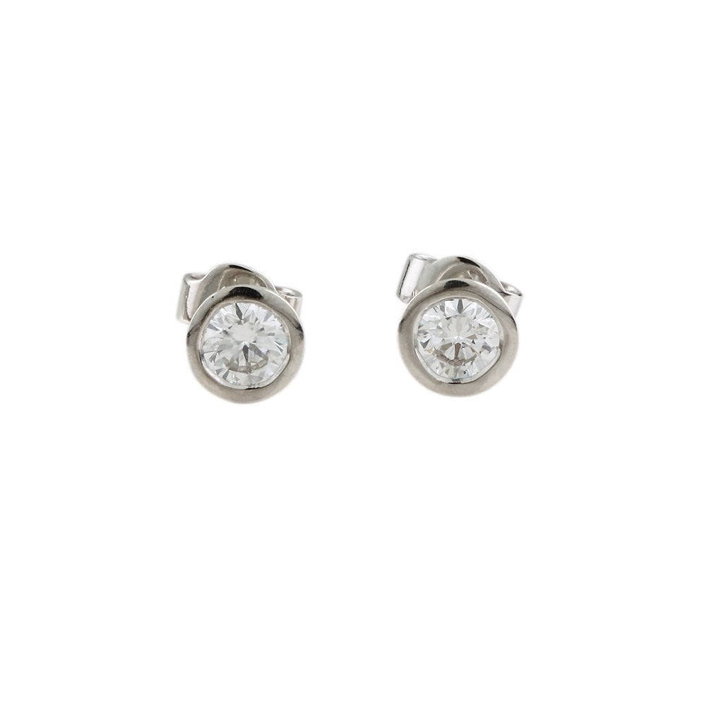 9ct White Gold 0.72ct Round Brilliant Cut Diamond Solitaire Stud Earrings