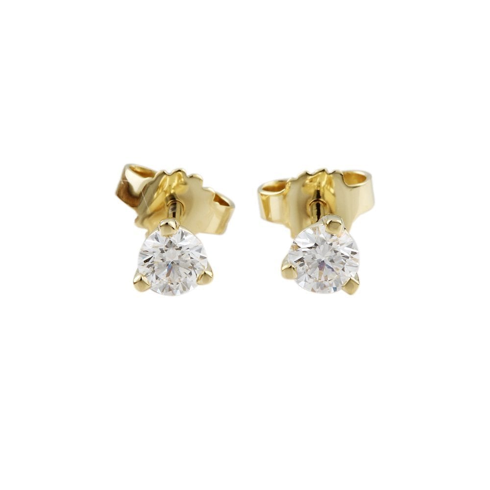 9ct Yellow Gold 0.66ct Round Brilliant Cut Diamond Solitaire Stud Earrings