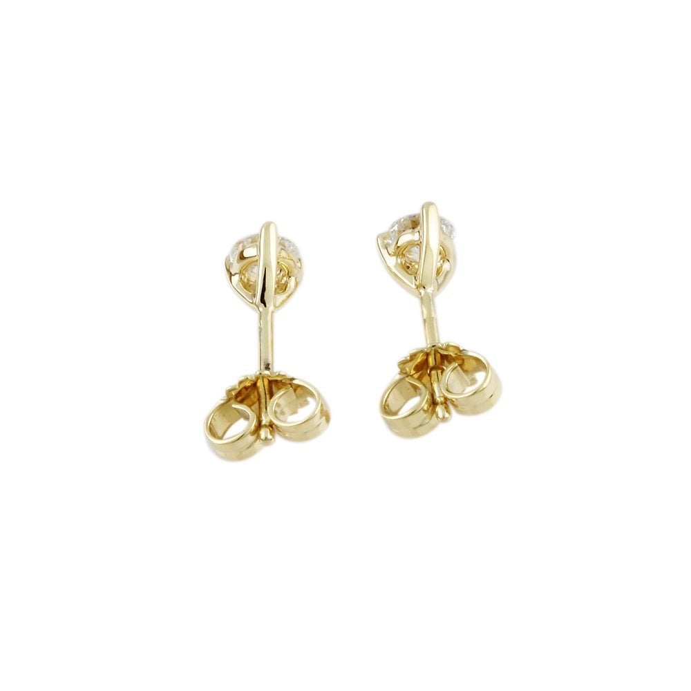9ct Yellow Gold 0.66ct Round Brilliant Cut Diamond Solitaire Stud Earrings