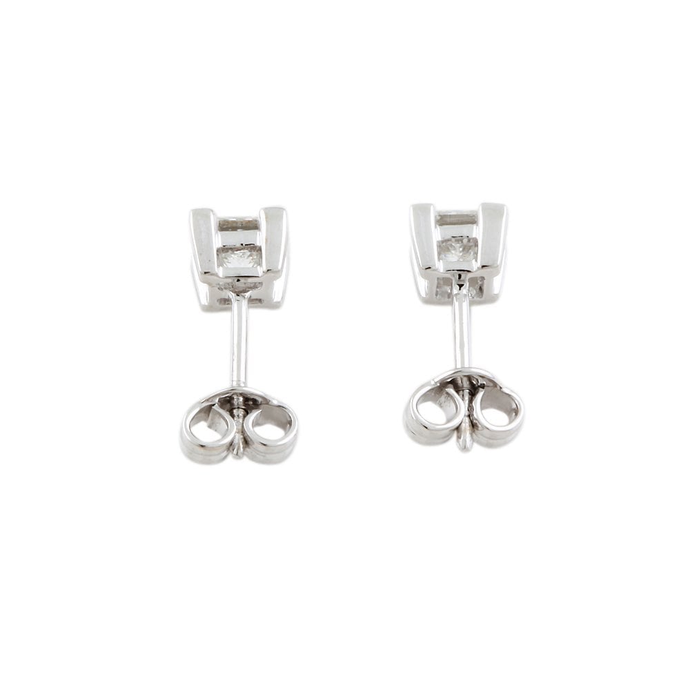 9ct White Gold 1.02ct Princess Cut Diamond Solitaire Stud Earrings