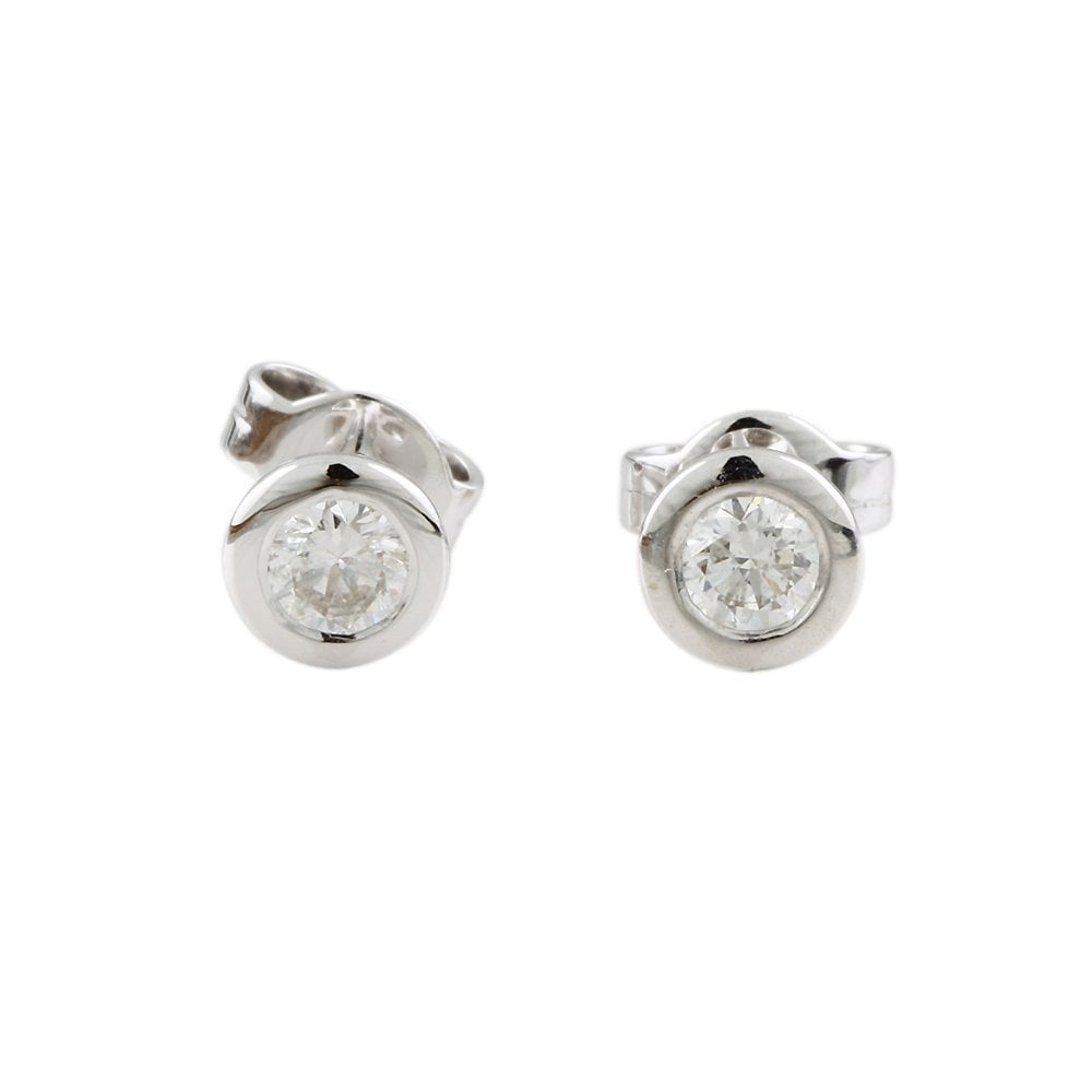 9ct White Gold 0.25ct Round Brilliant Cut Diamond Solitaire Stud Earrings