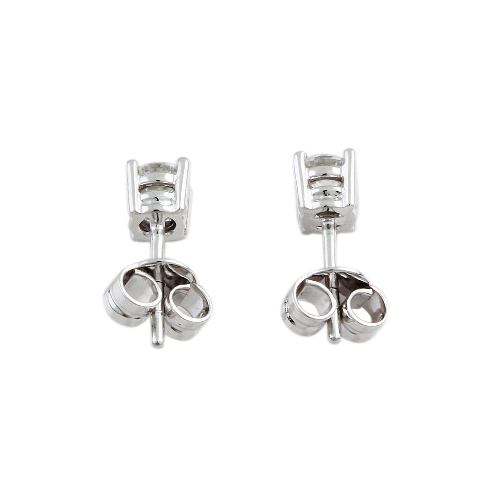 9ct White Gold 0.76ct Round Brilliant Cut Diamond Solitaire Stud Earrings