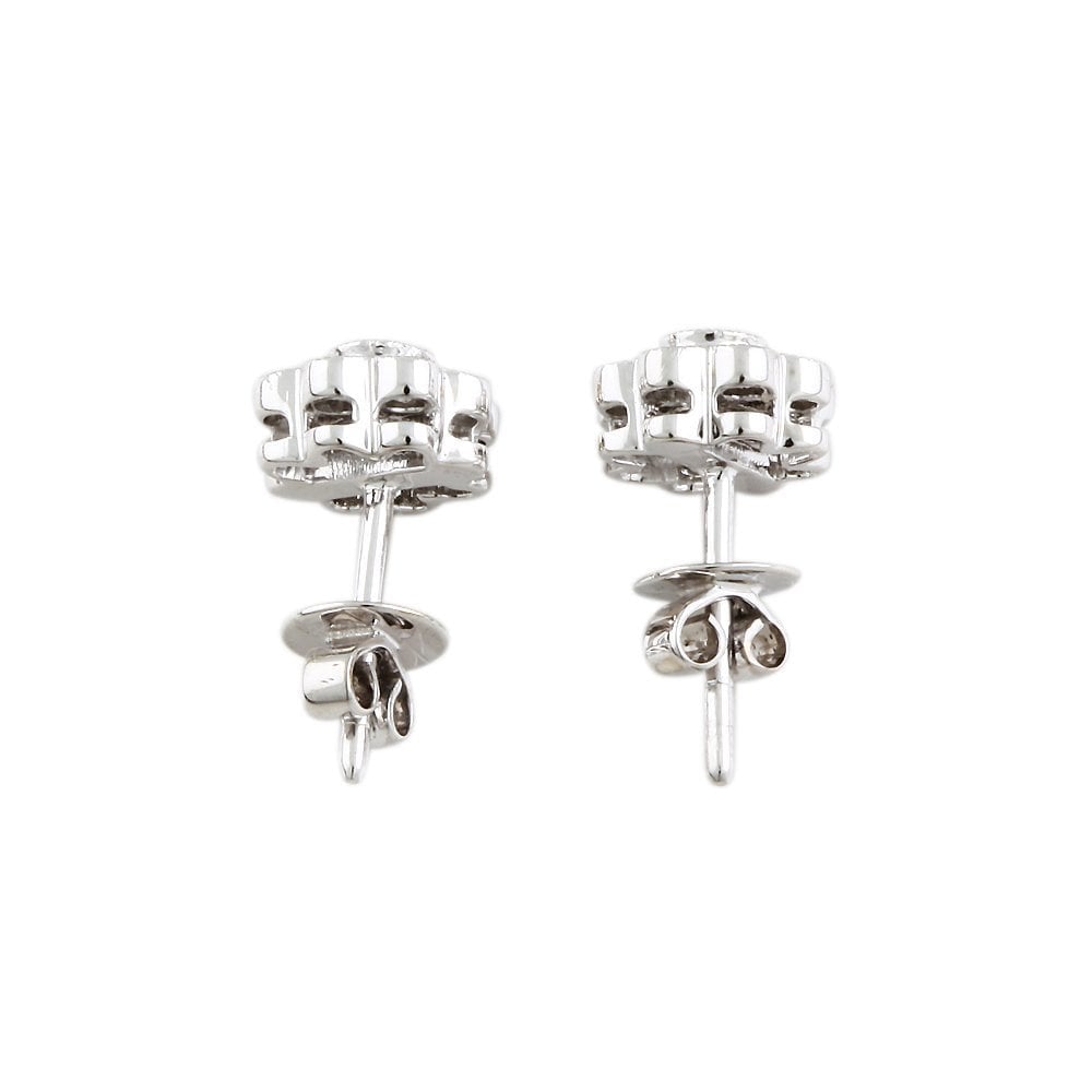 9ct White Gold 0.45ct Round Brilliant Cut Diamond Flower Cluster Earrings