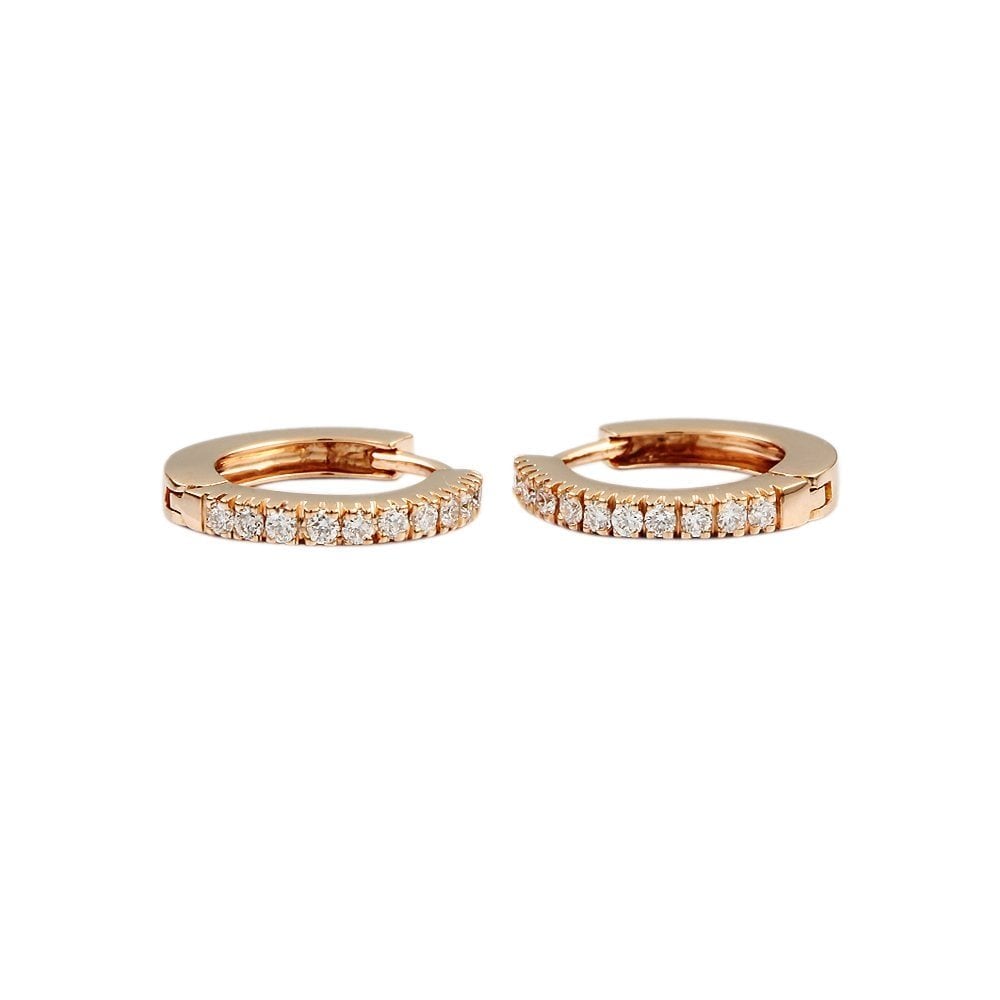9ct Rose Gold 0.20ct Round Brilliant Cut Diamond Hoop Earrings