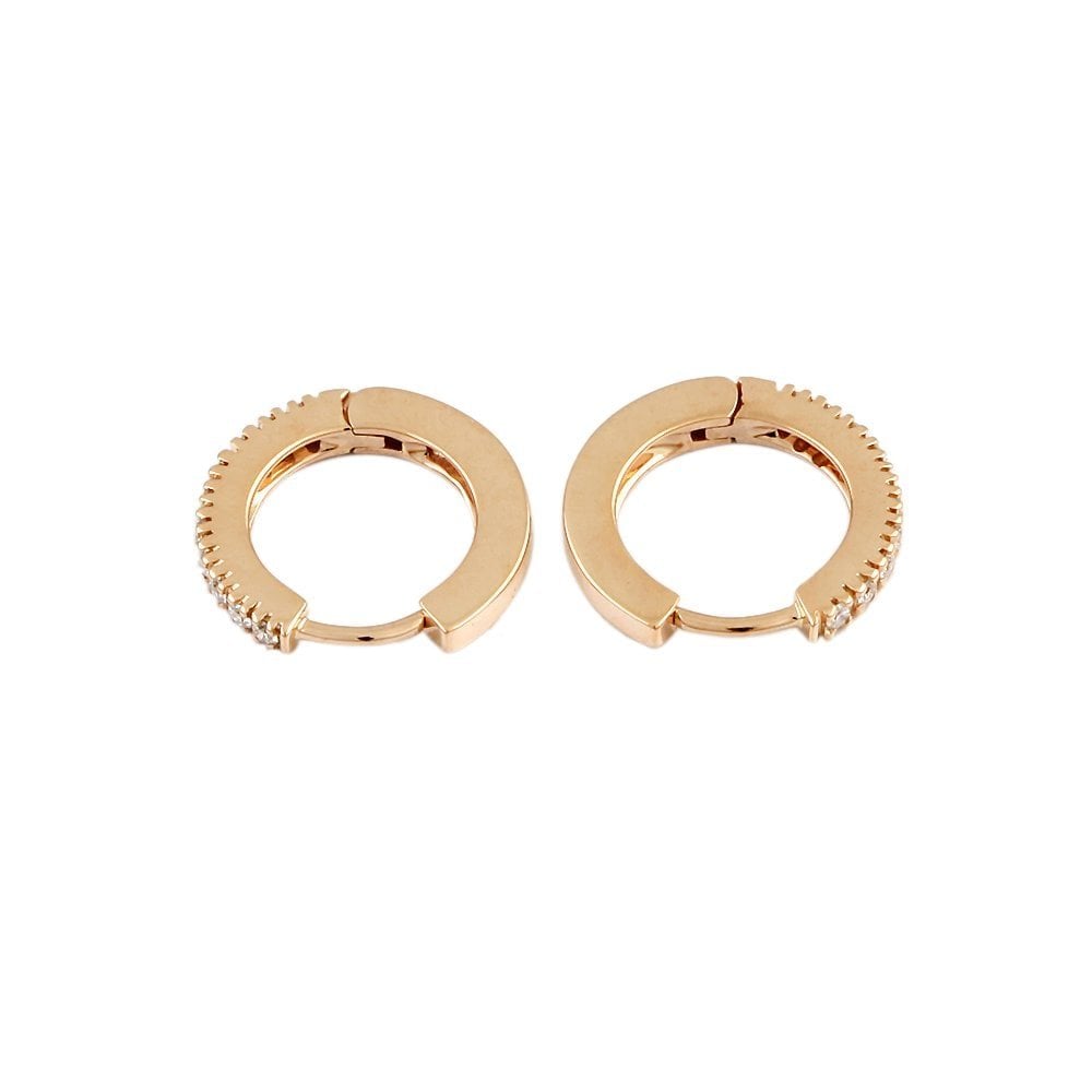 9ct Rose Gold 0.20ct Round Brilliant Cut Diamond Hoop Earrings