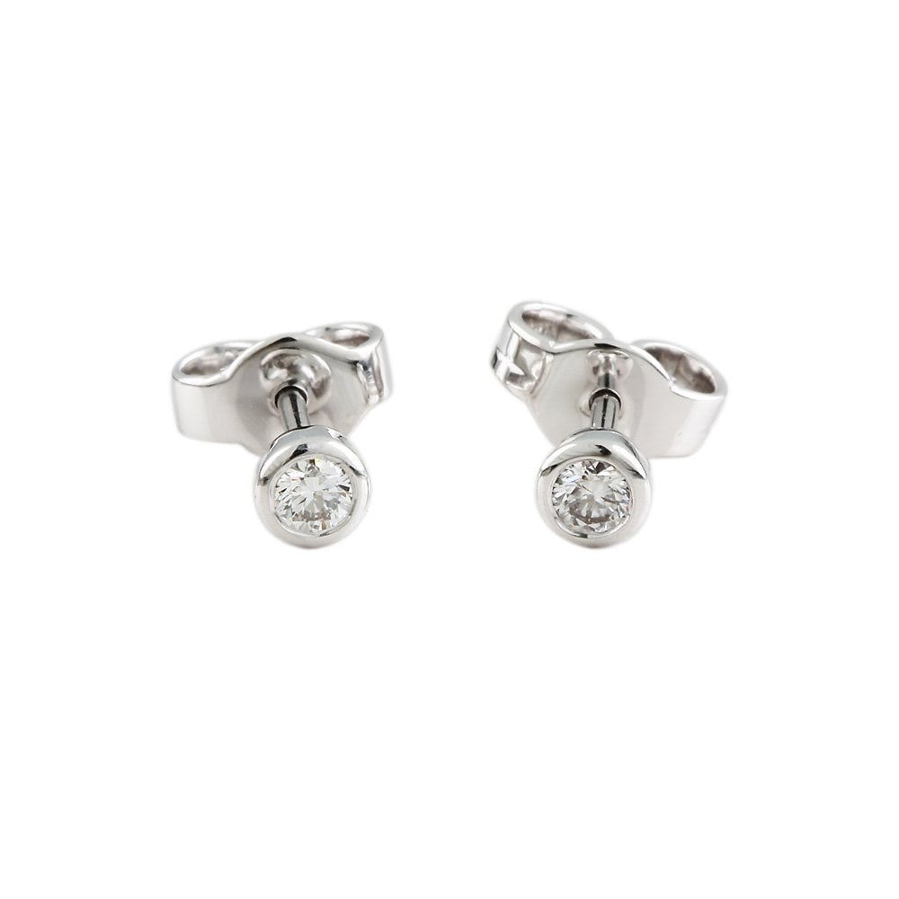 9ct White Gold 0.20ct Round Brilliant Cut Diamond Solitaire Stud Earrings