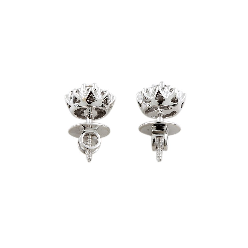 9ct White Gold 0.83ct Round Brilliant Cut Diamond Cluster Earrings
