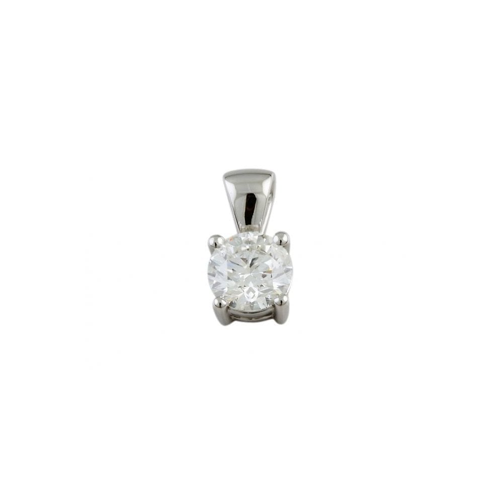 9ct white 0.80ct round brilliant cut diamond solitaire pendant