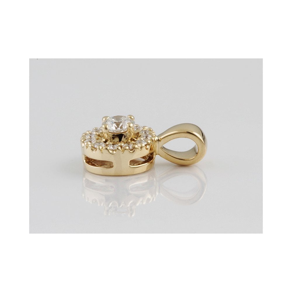 9ct Yellow Gold 0.42ct Round Brilliant Cut Diamonds Cluster Pendant