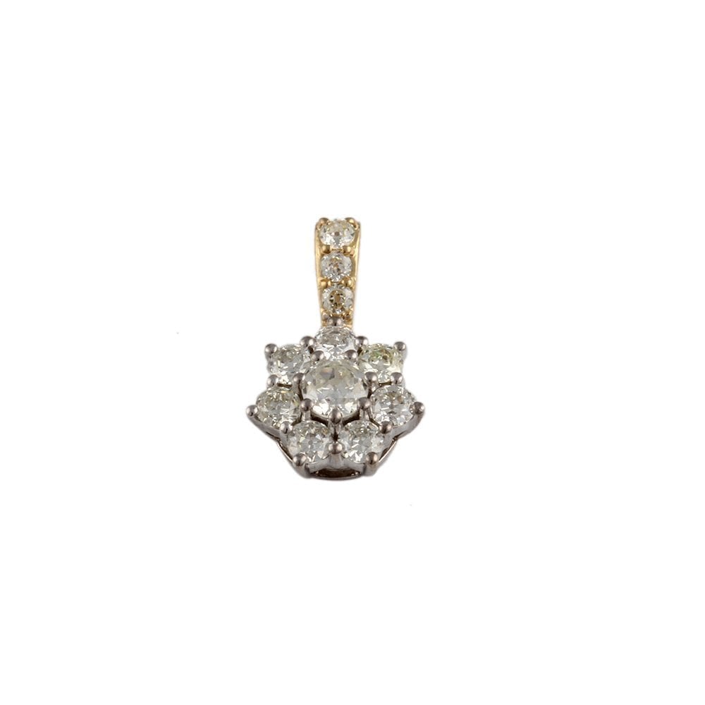 9ct Yellow and White Gold 0.80ct Round Brilliant Diamonds Drop Cluster Pendant