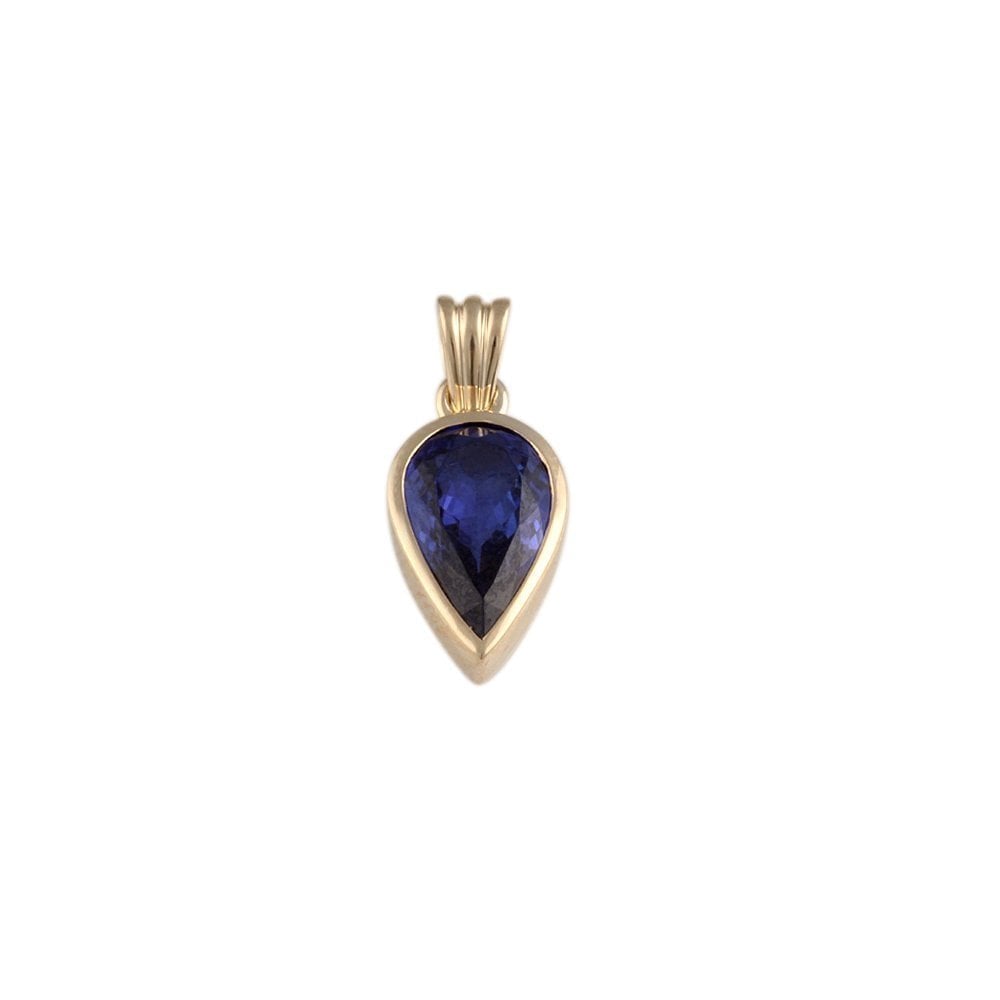 9ct Yellow Gold 2.40ct Pear Shaped Tanzanite Single Stone Pendant