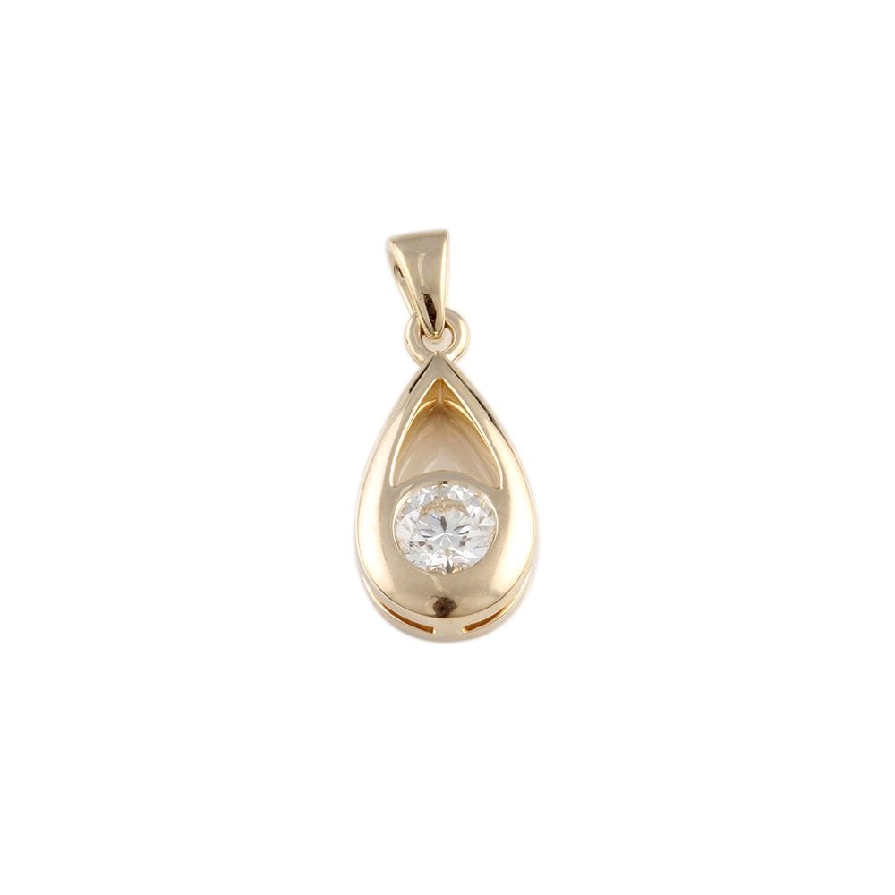 9ct Yellow Gold 0.45ct Round Brilliant Cut Diamond Solitaire Drop Pendant