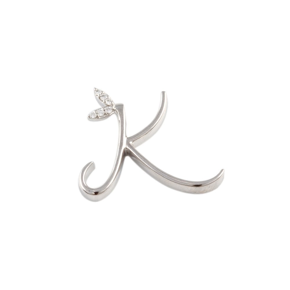 9ct White Gold Initial Pendant  0.04ct