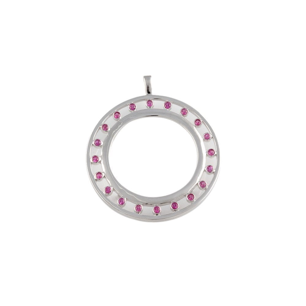 9ct White Gold 1.55ct Round Rubies Circle Pendant