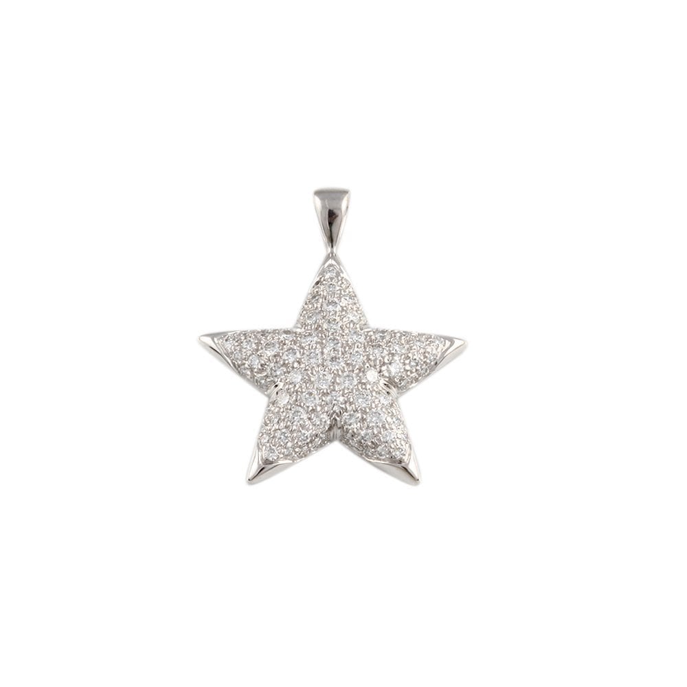 9ct White Gold 1.10ct Round Brilliant Cut Diamonds Star Pendant