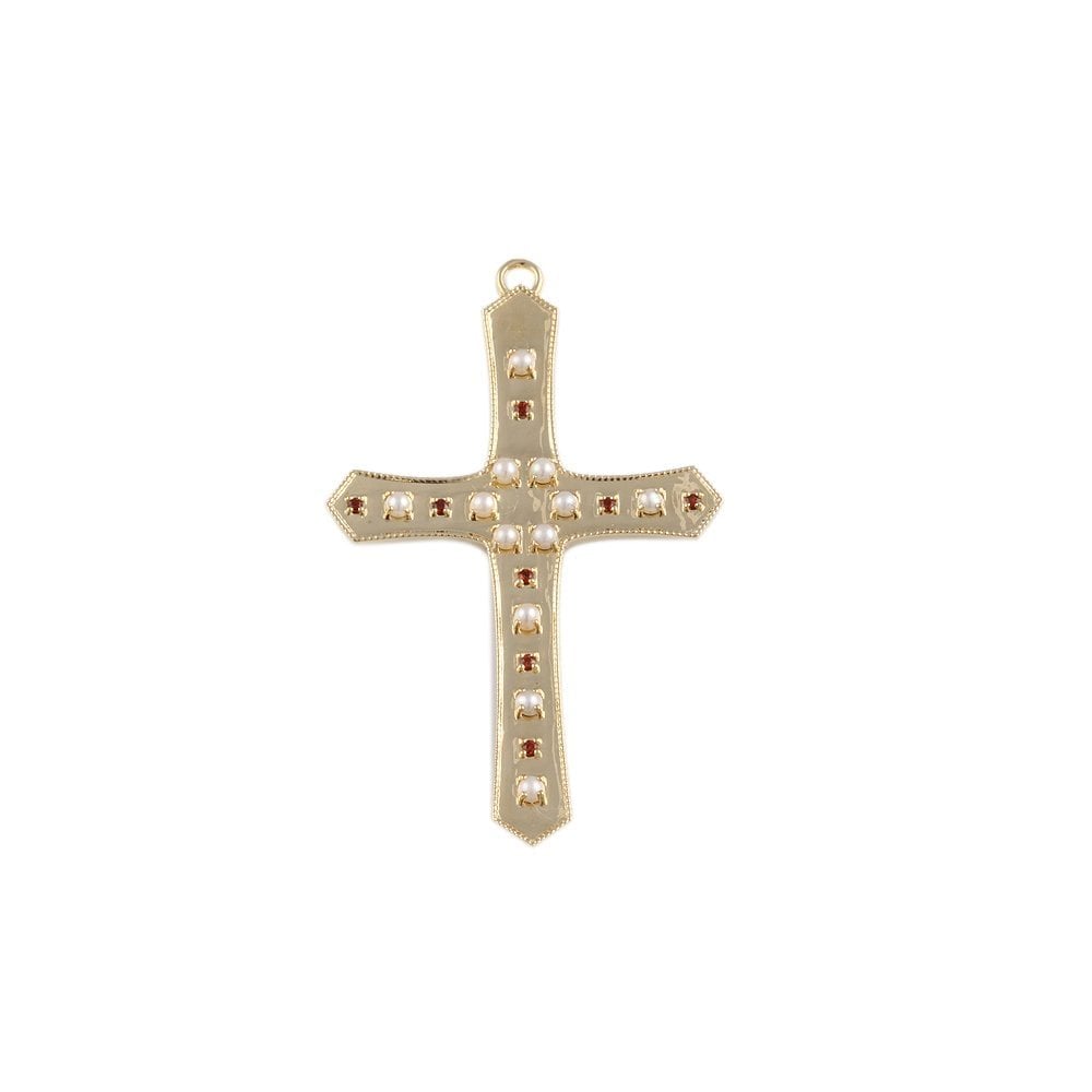 9ct Yellow Gold 0.15ct Round Garnets and 1.45ct Round Pearls Pendant