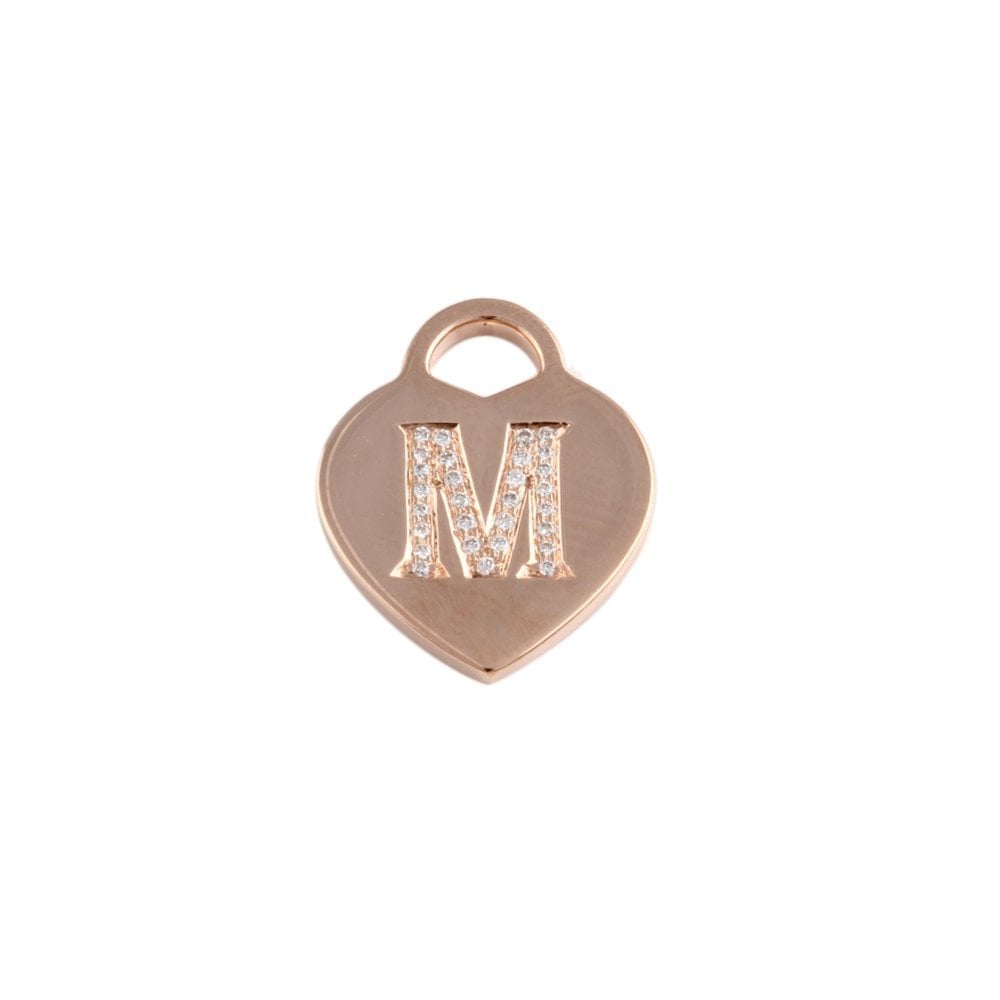 9ct Rose Gold  Initial Heart Pendant 0.11ct