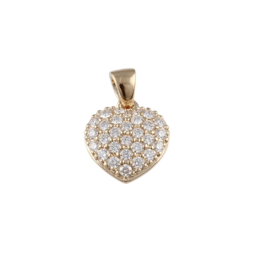 9ct Yellow Gold 0.57ct Round Brilliant Cut Diamonds Heart Pendant